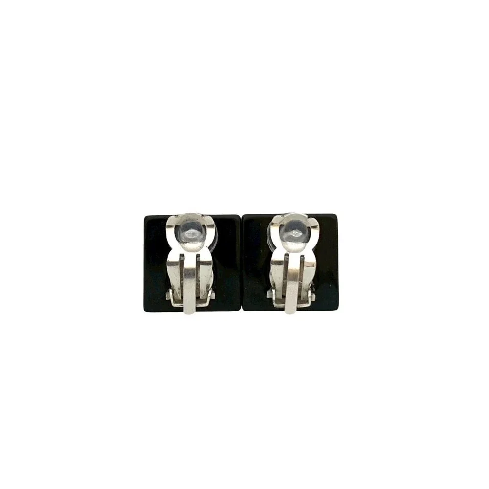 CHANEL Black Logo Earrings